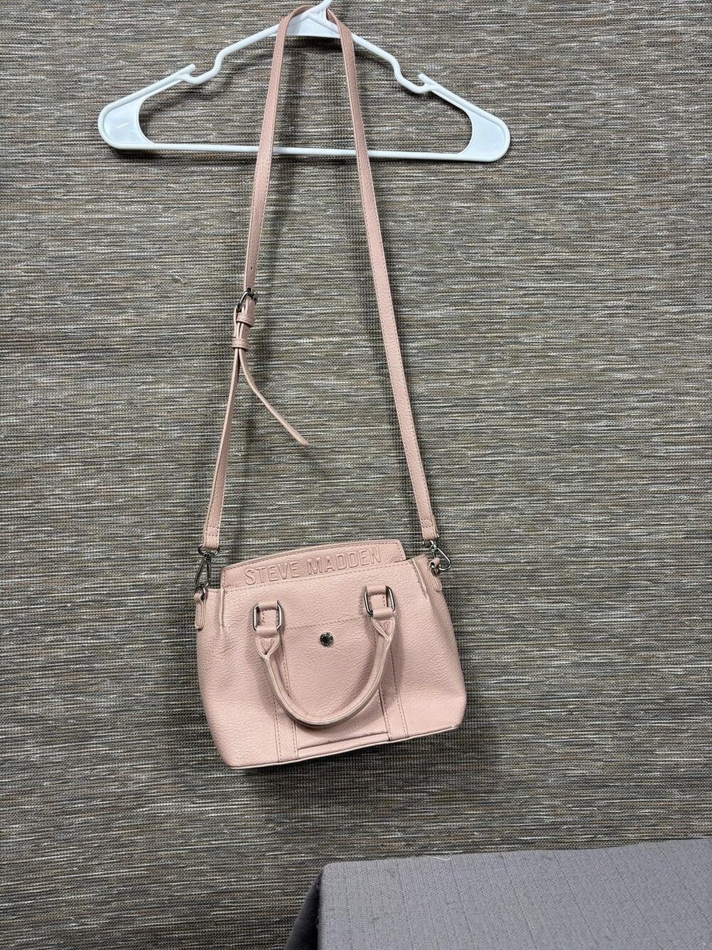 Steve Madden Satchel Bag Womens Small Pink Faux Leather Crossbody Zip Purse